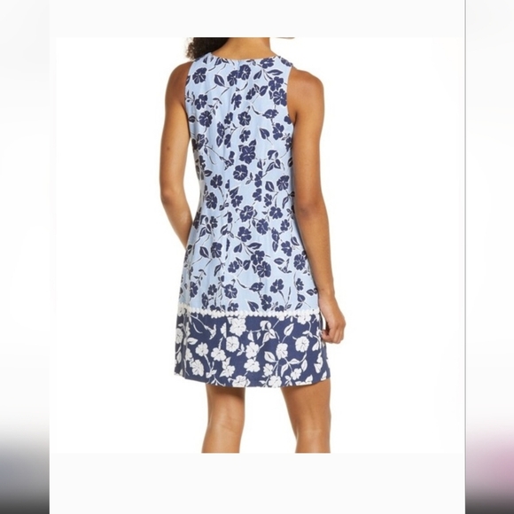 Eliza J Blue and White Shift Floral Mini Dress Resort A Line Crochet Bnwot 8 - Picture 9 of 14